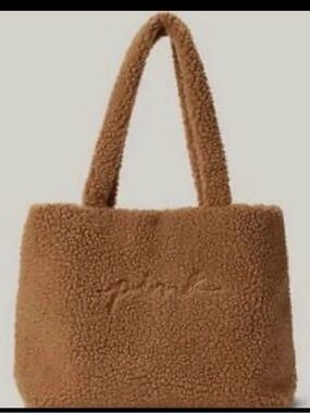 New NWT VICTORIA'S SECRET Pink Large Cozy Plush Tote Bag Sherpa - Brown